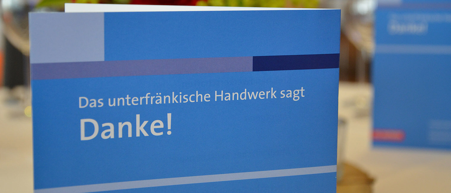 Ehrenamtstag 2022 | Handwerkskammer für Unterfranken Danke-Schriftzug auf einer Karte