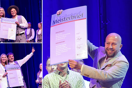 Collage mit Impressionen der Meisterfeier