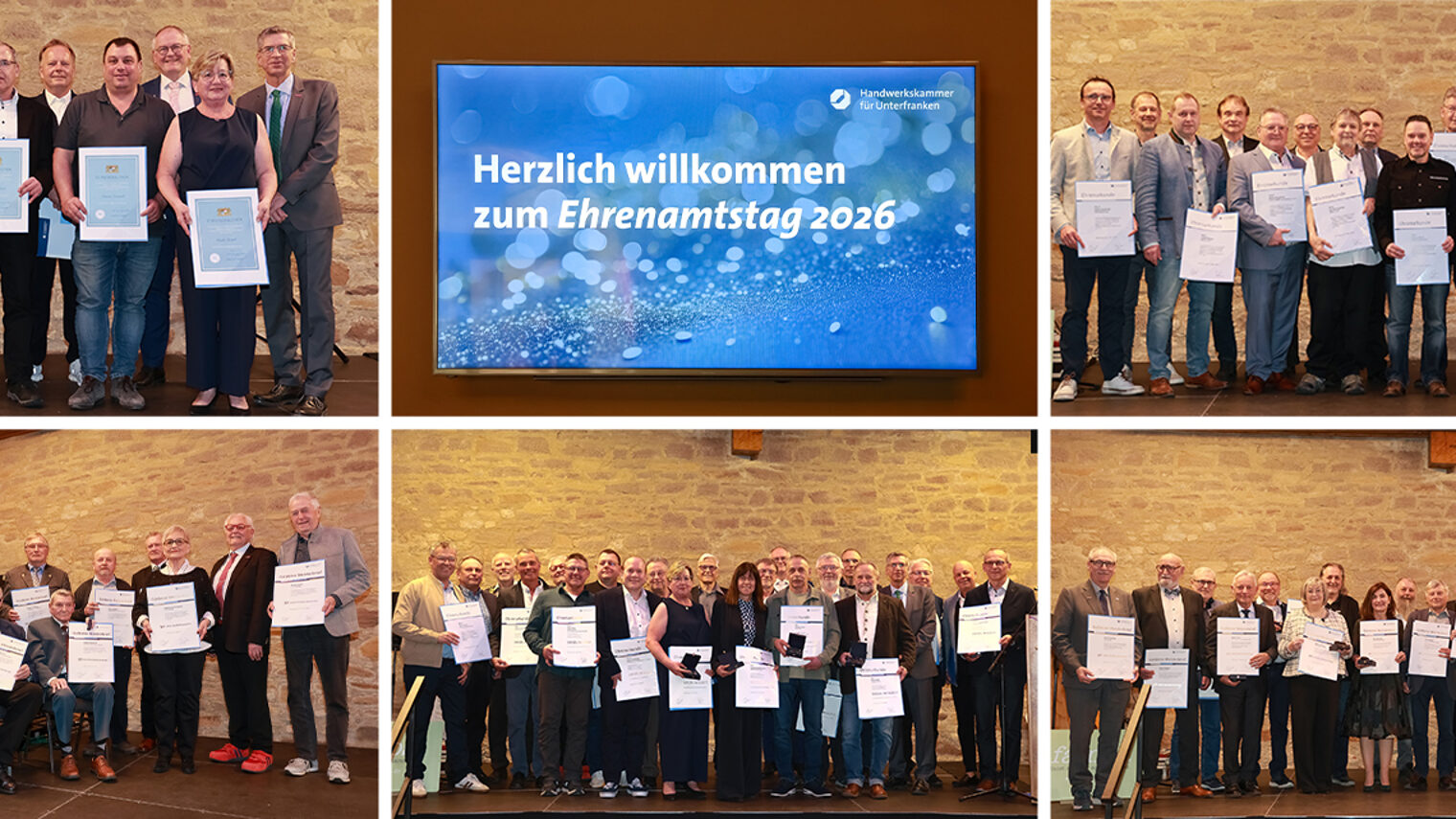 Collage mit Gruppenfotos der Ehrungsgruppen beim Ehrenamtstag 2026